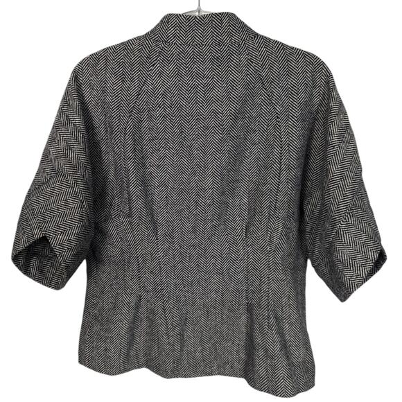 Vintage 90's Vertigo  Herringbone Blazer Short Sleeve Tulip Shape Wool Blend - Picture 2 of 7